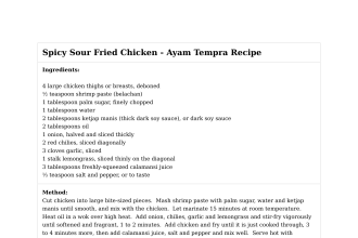 Spicy Sour Fried Chicken - Ayam Tempra Recipe