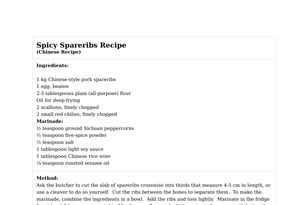 Spicy Spareribs Recipe