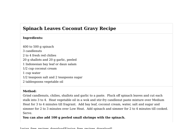 Spinach Leaves Coconut Gravy Recipe