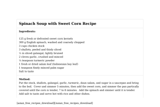 Spinach Soup with Sweet Corn Recipe