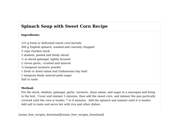 Spinach Soup with Sweet Corn Recipe