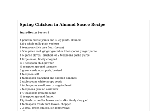 Spring Chicken in Almond Sauce Recipe