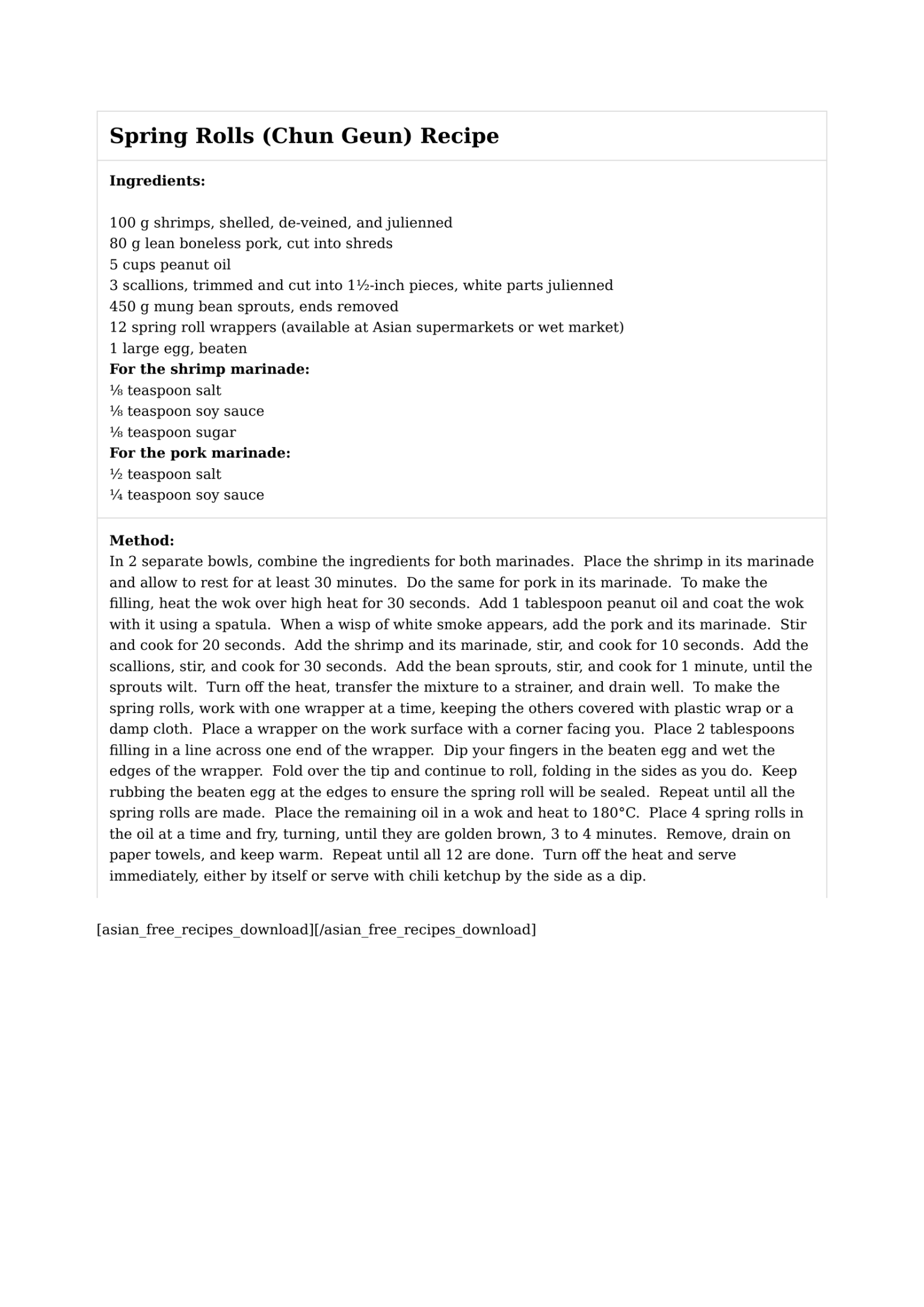 Spring Rolls (Chun Geun) Recipe