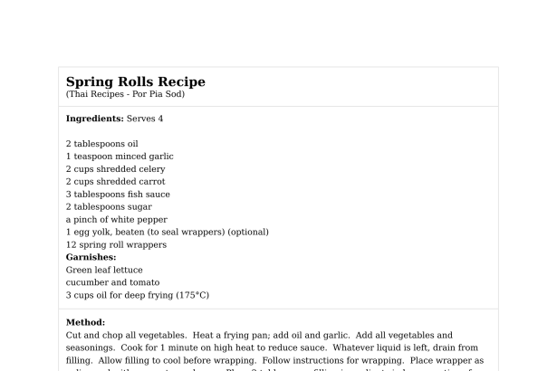 Spring Rolls Recipe