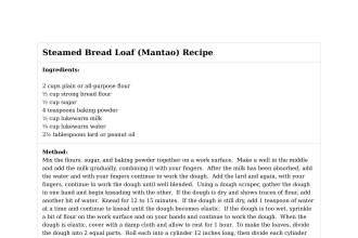 Steamed Bread Loaf (Mantao) Recipe