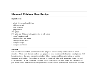 Steamed Chicken Ham Recipe