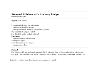 Steamed Chicken with Anchovy Recipe