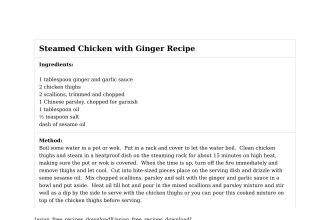 Steamed Chicken with Ginger Recipe