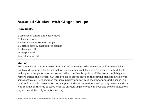 Steamed Chicken with Ginger Recipe