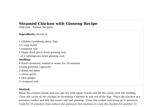 Steamed Chicken with Ginseng Recipe