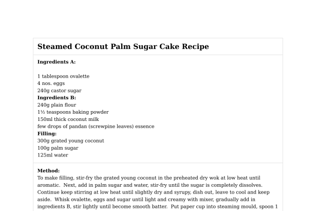 Steamed Coconut Palm Sugar Cake Recipe