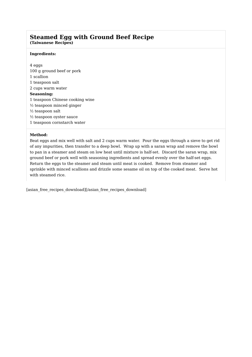 Steamed Egg with Ground Beef Recipe