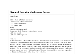 Steamed Egg with Mushrooms Recipe