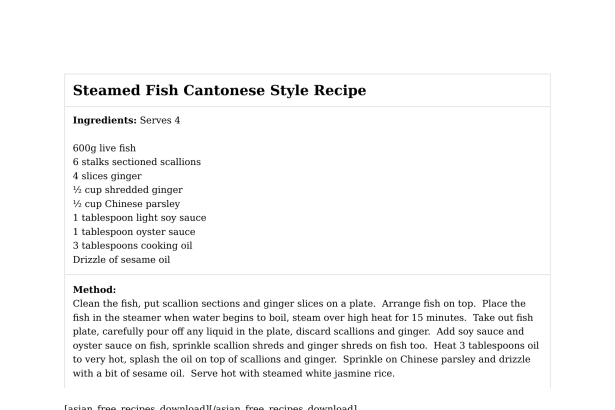 Steamed Fish Cantonese Style Recipe