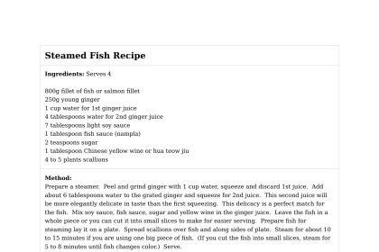 Steamed Fish Recipe