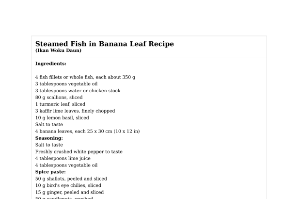 Steamed Fish in Banana Leaf Recipe