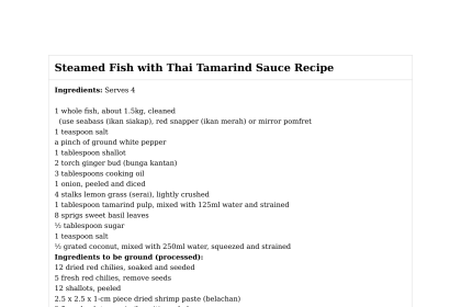 Steamed Fish with Thai Tamarind Sauce Recipe