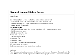 Steamed Lemon Chicken Recipe