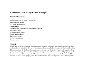 Steamed Live Hairy Crabs Recipe