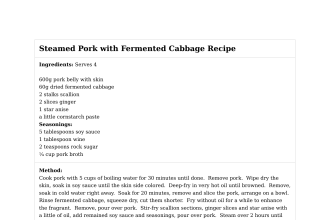 Steamed Pork with Fermented Cabbage Recipe