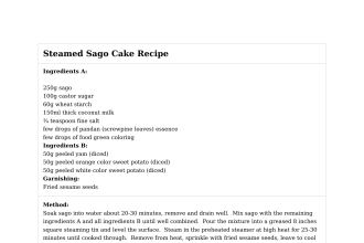 Steamed Sago Cake Recipe