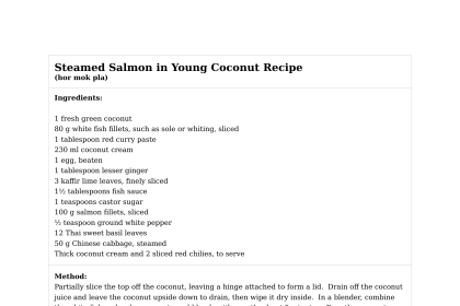 Steamed Salmon in Young Coconut Recipe