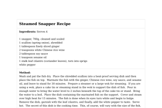 Steamed Snapper Recipe