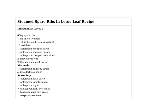 Steamed Spare Ribs in Lotus Leaf Recipe