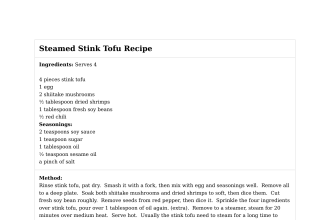 Steamed Stink Tofu Recipe