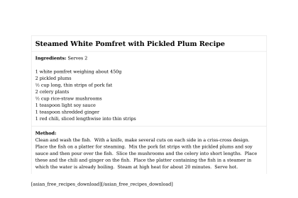 Steamed White Pomfret with Pickled Plum Recipe