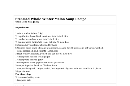 Steamed Whole Winter Melon Soup Recipe