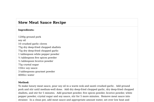 Stew Meat Sauce Recipe