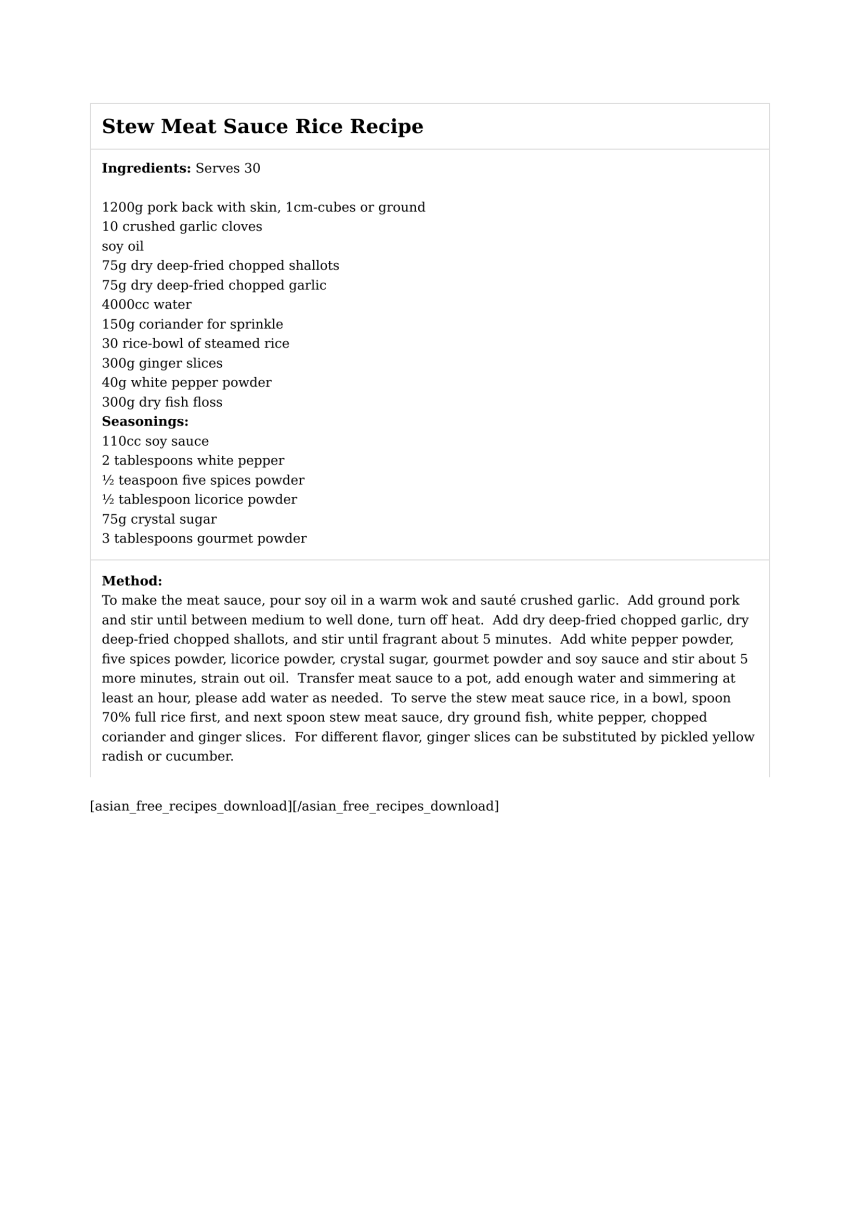 Stew Meat Sauce Rice Recipe