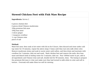 Stewed Chicken Feet with Fish Maw Recipe