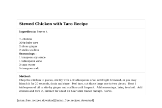 Stewed Chicken with Taro Recipe