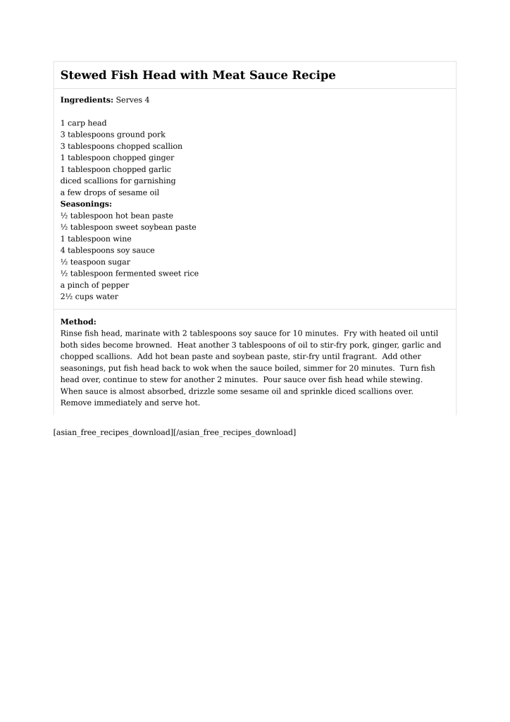 Stewed Fish Head with Meat Sauce Recipe