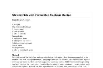Stewed Fish with Fermented Cabbage Recipe
