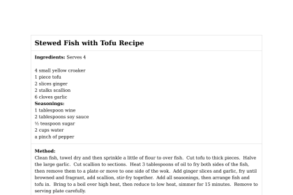 Stewed Fish with Tofu Recipe