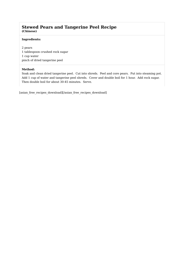 Stewed Pears and Tangerine Peel Recipe