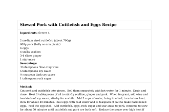 Stewed Pork with Cuttlefish and Eggs Recipe