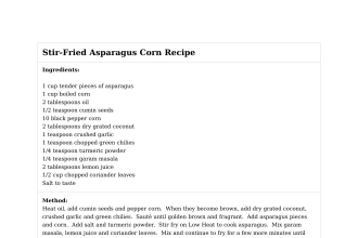 Stir-Fried Asparagus Corn Recipe