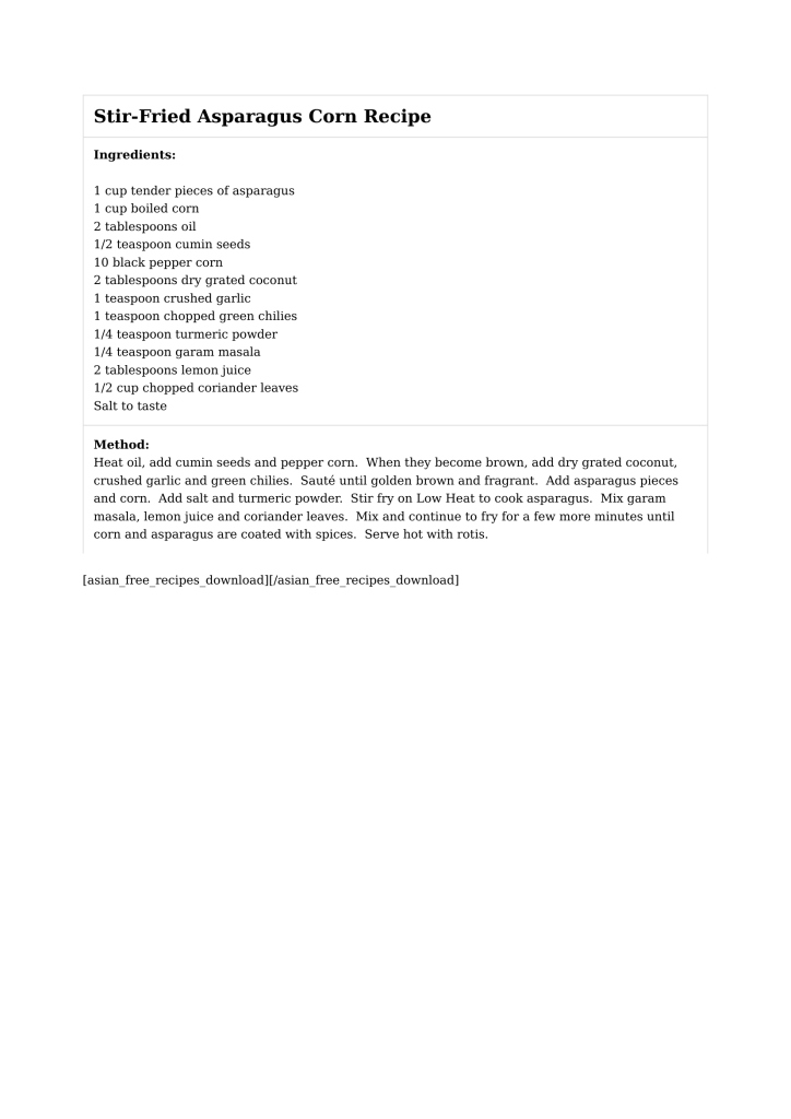StirFried Asparagus Corn Recipe