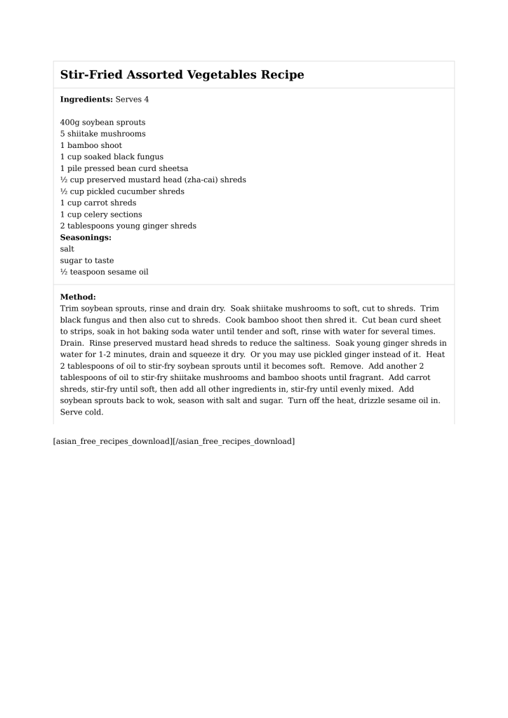 StirFried Assorted Vegetables Recipe