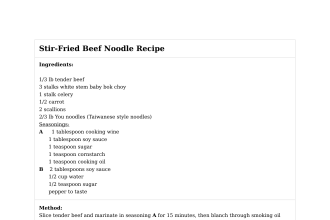 Stir-Fried Beef Noodle Recipe