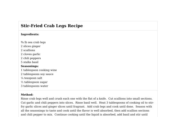 Stir-Fried Crab Legs Recipe