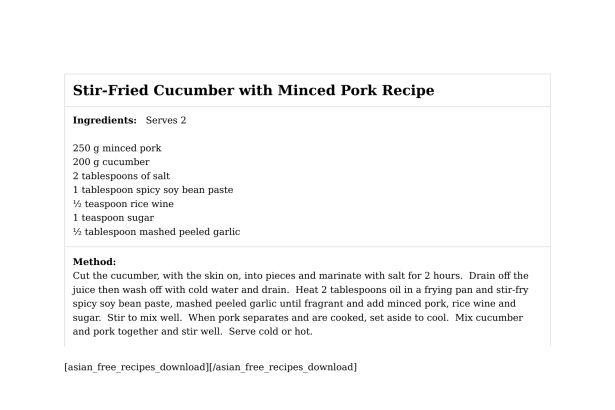 Stir-Fried Cucumber with Minced Pork Recipe