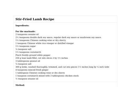 Stir-Fried Lamb Recipe