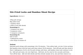 Stir-Fried Leeks and Bamboo Shoot Recipe