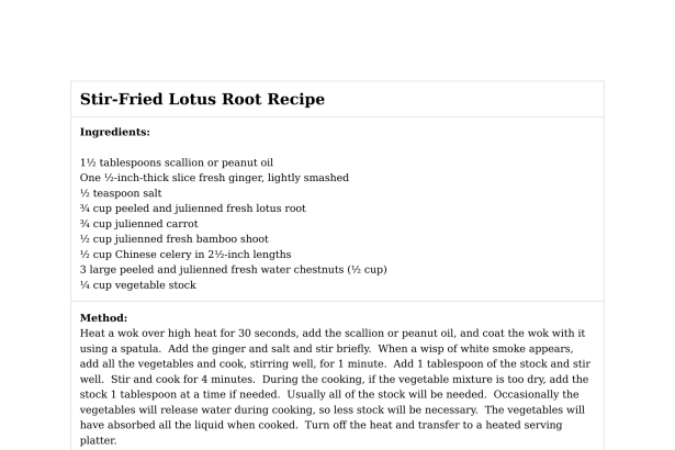 Stir-Fried Lotus Root Recipe