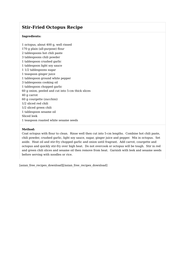 StirFried Octopus Recipe